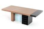 30" Walnut And Teal Wood  Veneer  And Mdf Dining Table
