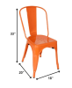 Set of Four Orange Metal Slat Back Dining Side Chairs