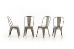Set of Two Gray Metal Slat Back Dining Side Chairs