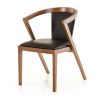 Set of Two Black And Brown Upholstered Faux Leather Curved Back Dining Side Chairs