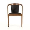 Set of Two Black And Brown Upholstered Faux Leather Curved Back Dining Side Chairs