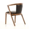 Set of Two Black And Brown Upholstered Faux Leather Curved Back Dining Side Chairs