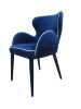 Blue Upholstered Fabric Dining Arm Chair