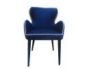 Blue Upholstered Fabric Dining Arm Chair