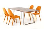 Set of Two Orange Upholstered Fabric Dining Side Chairs