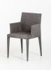 Gray Upholstered Fabric Dining Arm Chair