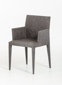 Gray Upholstered Fabric Dining Arm Chair