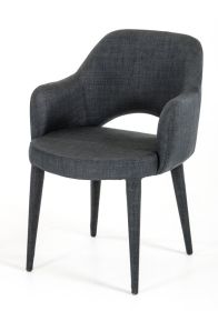 Dark Gray Upholstered Fabric Dining Arm Chair
