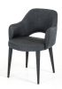 Dark Gray Upholstered Fabric Dining Arm Chair