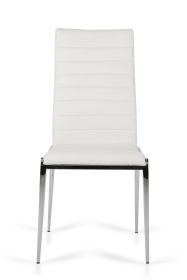 Set of Two White And Silver Upholstered Faux Leather Dining Side Chairs