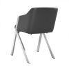 Set of Two Gray And Silver Upholstered Faux Leather Dining Arm Chairs