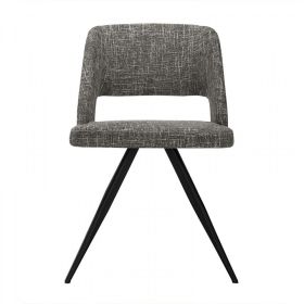 Set of Two Gray And Black Fabric Metal Dining Side Chairs