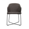 Set of Two Gray And Black Upholstered Fabric Wing Back Dining Arm Chairs