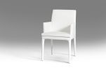 White Upholstered Faux Leather Dining Arm Chair