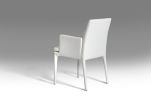 White Upholstered Faux Leather Dining Arm Chair