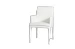 White Upholstered Faux Leather Dining Arm Chair