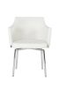 White And Silver Upholstered Faux Leather Dining Arm Chair