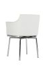 White And Silver Upholstered Faux Leather Dining Arm Chair