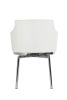 White And Silver Upholstered Faux Leather Dining Arm Chair