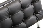 Tufted Black And Silver Upholstered Faux Leather Dining Arm Chair