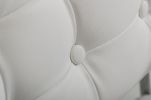 Tufted White And Silver Upholstered Faux Leather Dining Arm Chair
