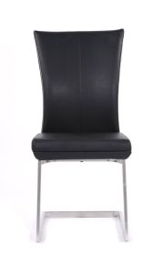 Set of Two Black And Silver Upholstered Dining Side Chairs