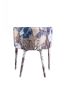 Brown and White Upholstered Fabric Dining Arm Chair
