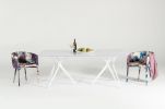 Brown and White Upholstered Fabric Dining Arm Chair