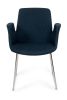 Blue And Silver Upholstered Polyester Dining Arm Chair