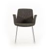 Gray And Silver Upholstered Polyester Dining Arm Chair