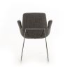 Gray And Silver Upholstered Polyester Dining Arm Chair