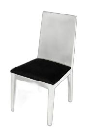Set of Two Black And White Upholstered Fabric Dining Side Chairs