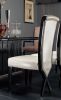 Set of Two White And Black Upholstered Faux Leather Dining Side Chairs
