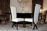 Set of Two White And Black Upholstered Faux Leather Dining Side Chairs