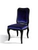 Set of Two Blue And Black Upholstered Velvet Dining Parsons Chairs