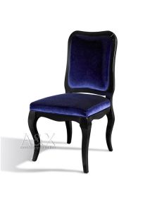 Set of Two Blue And Black Upholstered Velvet Dining Parsons Chairs