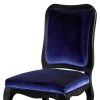 Set of Two Blue And Black Upholstered Velvet Dining Parsons Chairs