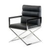 Black And Silver Upholstered Faux Leather Dining Arm Chair