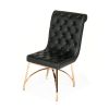 Tufted Black And Gold Upholstered Faux Leather Dining Side Chair