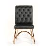 Tufted Black And Gold Upholstered Faux Leather Dining Side Chair