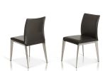 Set of Two Gray And Silver Upholstered Faux Leather Dining Side Chairs