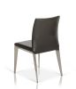 Set of Two Gray And Silver Upholstered Faux Leather Dining Side Chairs