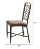 Set of Two Brown Upholstered Fabric Cross Back Dining Side Chairs