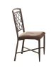 Set of Two Brown Upholstered Fabric Cross Back Dining Side Chairs