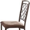 Set of Two Brown Upholstered Fabric Cross Back Dining Side Chairs