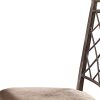 Set of Two Brown Upholstered Fabric Cross Back Dining Side Chairs