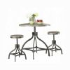 36" X 36" X 36" 3Pc Pack Gray Oak Adjustable Counter Height Dining Set