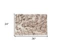 2' X 3' Brown and White Faux Sheepskin Ombre Machine Tufted Non Skid Area Rug