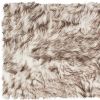 2' X 3' Brown and White Faux Sheepskin Ombre Machine Tufted Non Skid Area Rug