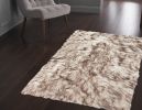 2' X 3' Brown and White Faux Sheepskin Ombre Machine Tufted Non Skid Area Rug